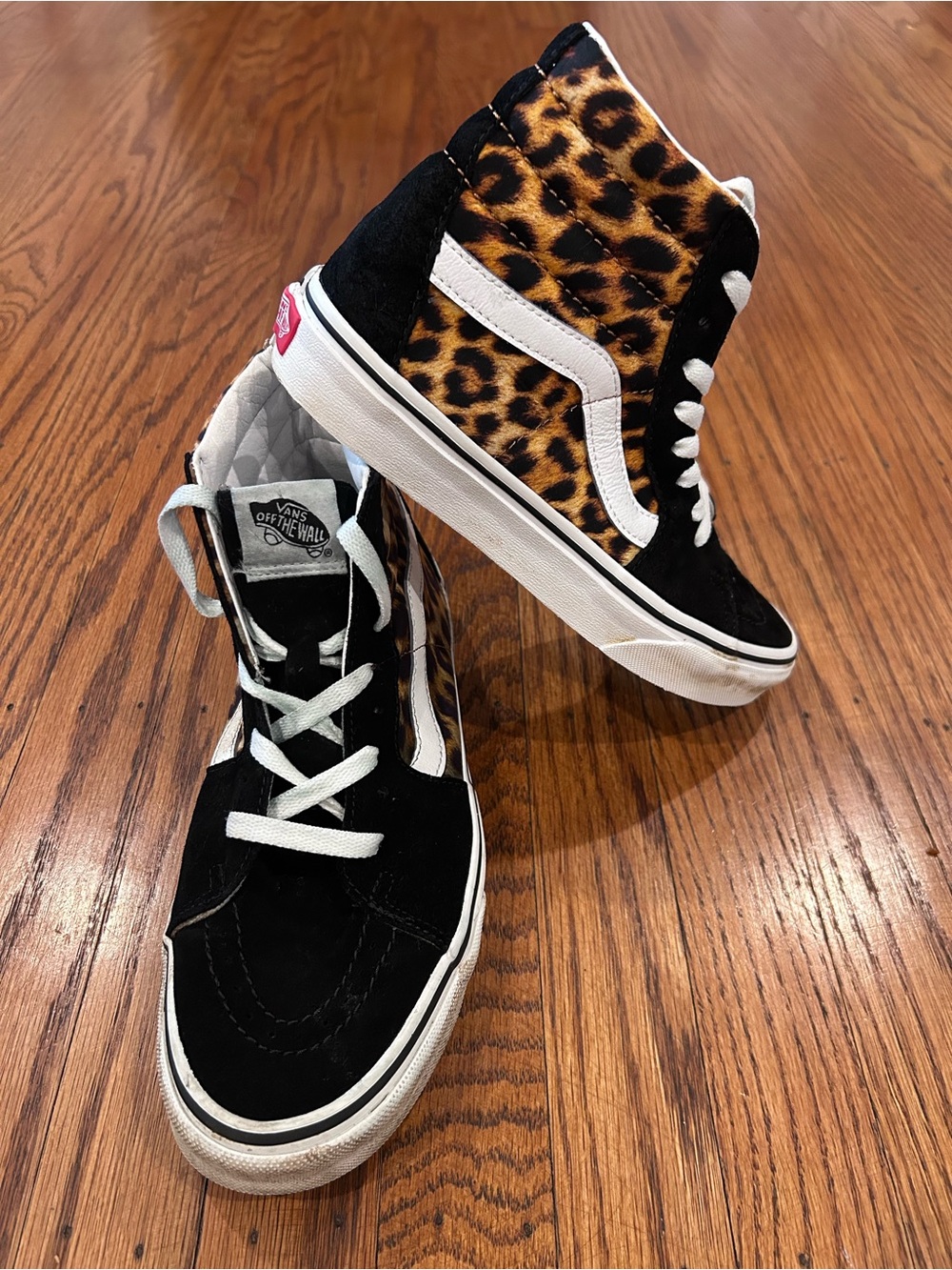 Vans Sk8-Hi Leopard Panel High-Top Sneakers - Black/Leopard